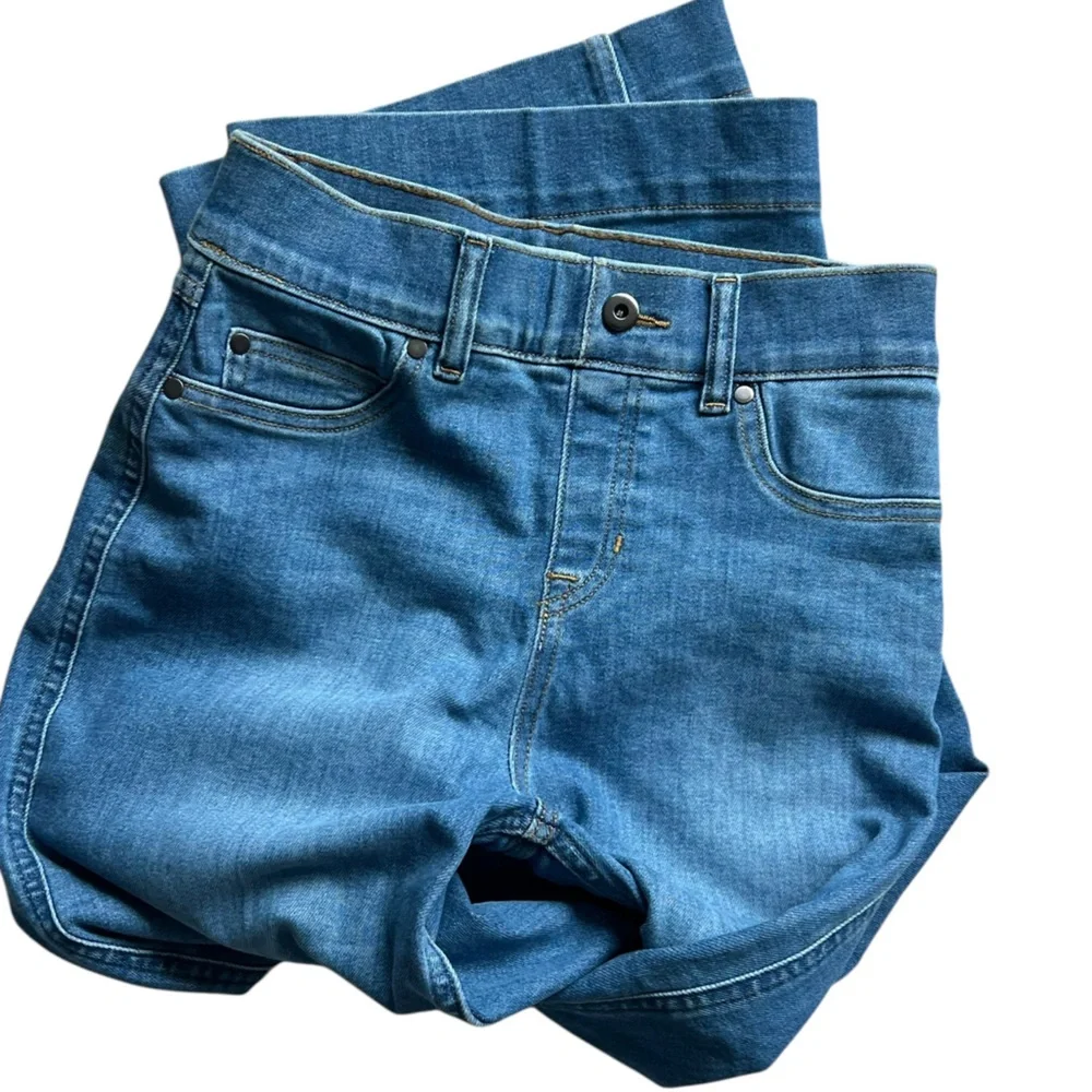SPANX Crop Wide Leg Jeans Medium Wash Blue Denim Pull On Stretch Classic Size S - Picture 3 of 12